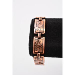 Vintage Coyote Copper Bracelet Wolf Tribal Linked Chain Signed 1980s Bin8